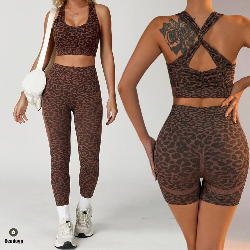 2PCS Pad Leopard Yoga Set Wome - Yoga Fitness Kleidung recension och pris