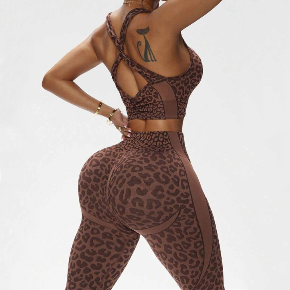 2PCS Pad Leopard Yoga Set Wome - Yoga Fitness Kleidung recension och pris